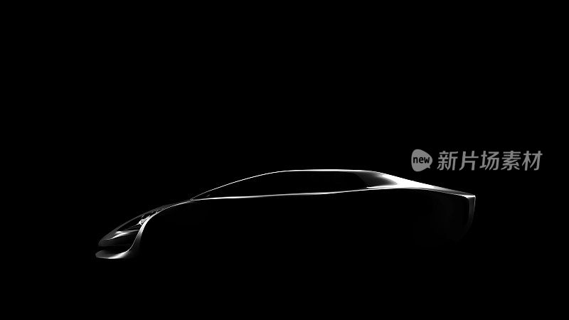 grey sportscar silhouette on black background